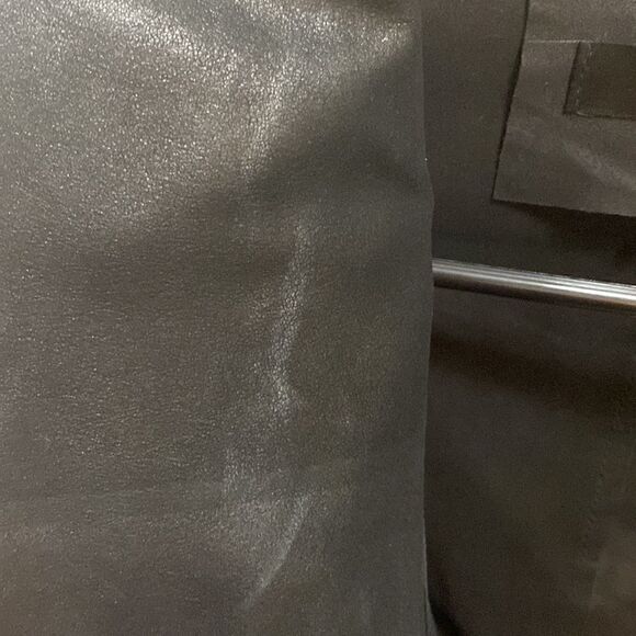 Like New Buttery Black Draped Neck Leather Bovaye Jacket - Picture 12 of 13